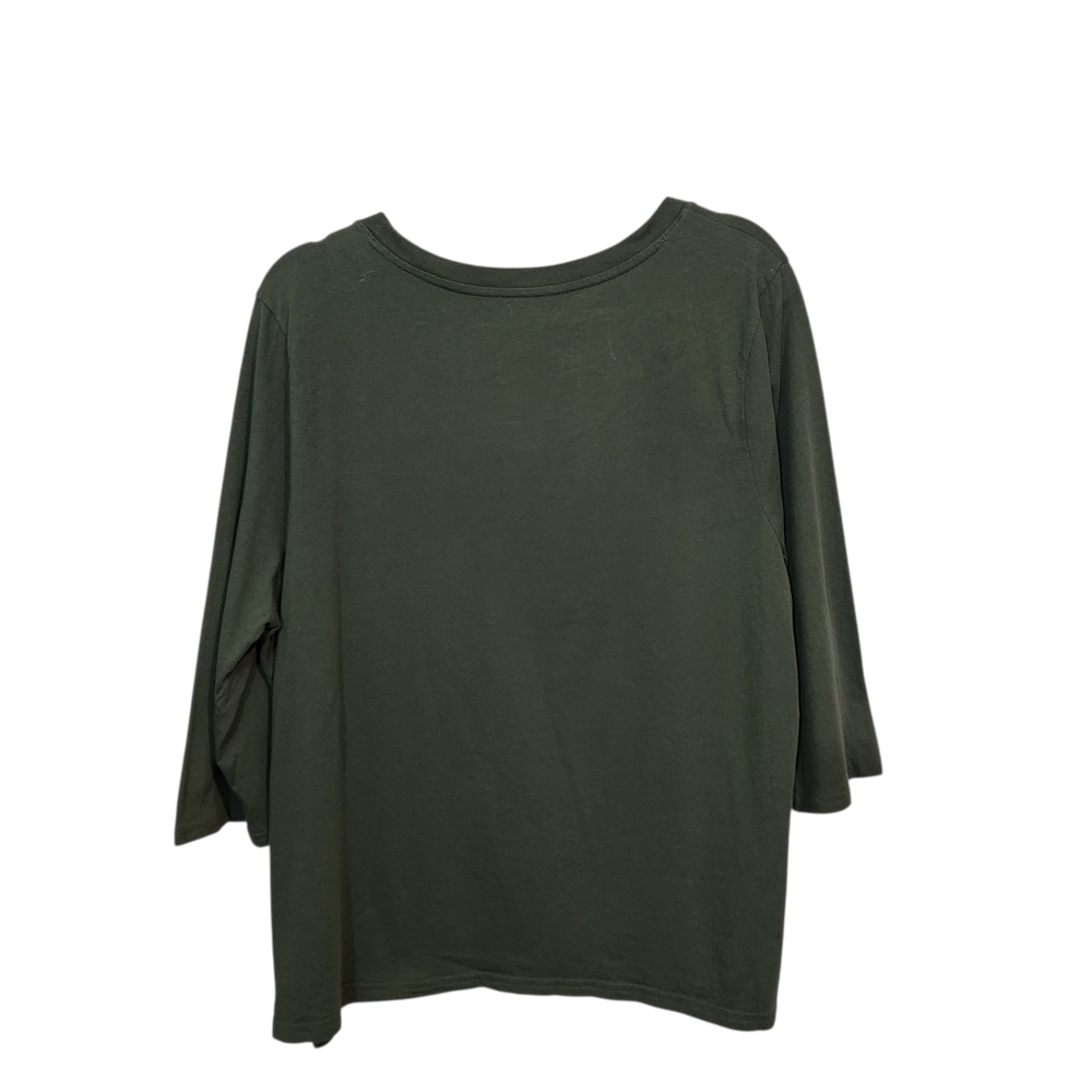 PACT 3/4 SLEEVE SCOOP NECK ORGANIC COTTON TEE GREEN SZ XXL - Picture 3 of 8